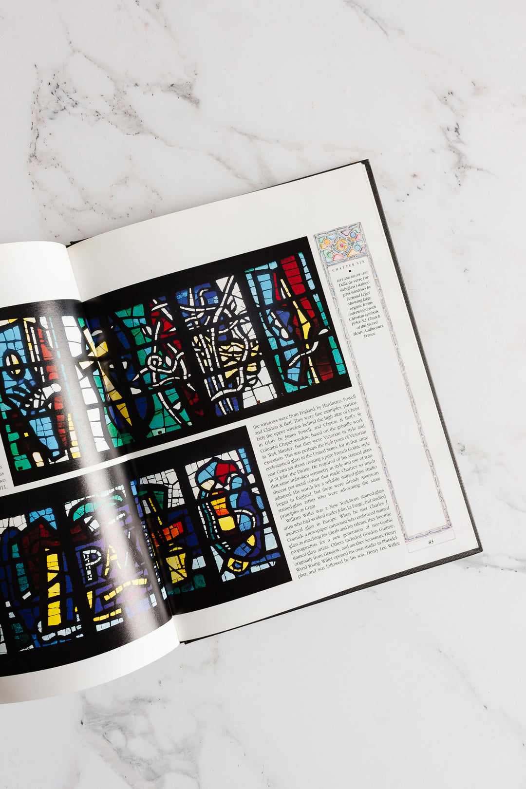 stained and decorated glass vintage coffee table book
