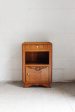 pair of vintage French art deco carved oak nightstands