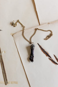 antique figa silver and wood amulet pendant