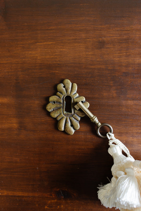 large antique french bronze keyhole escutcheon