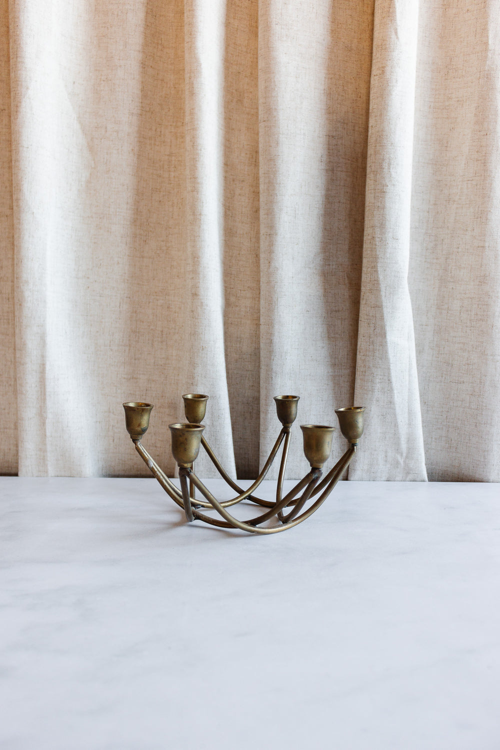 vintage French brass abstract candleholder