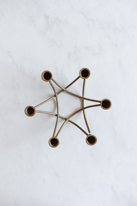 vintage French brass abstract candleholder