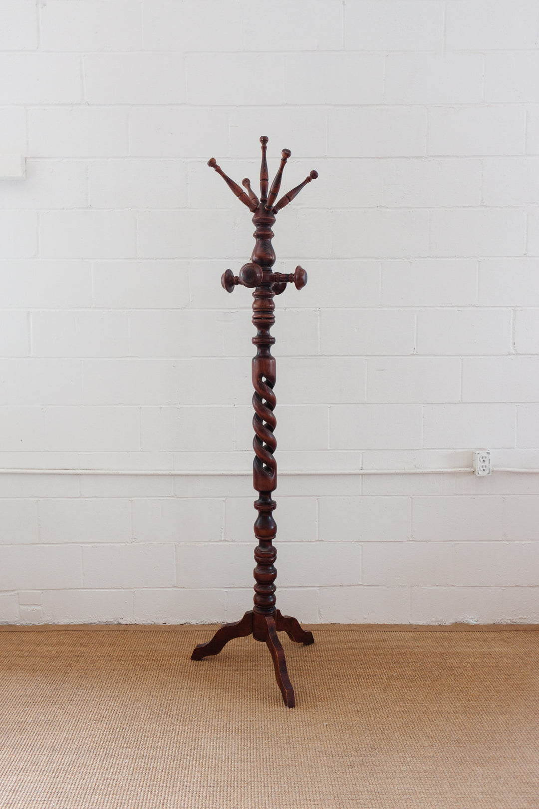 antique mahogany barley twist hall tree