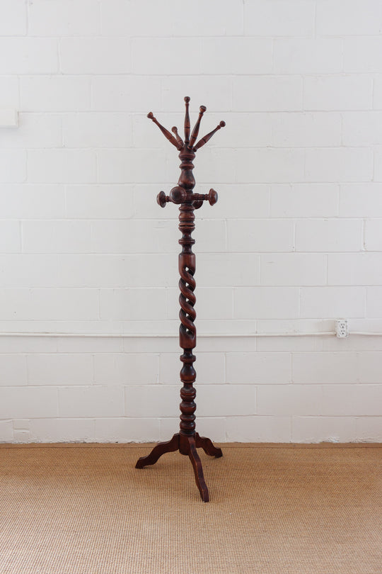 antique mahogany barley twist hall tree