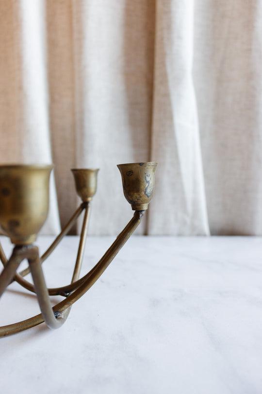 vintage French brass abstract candleholder