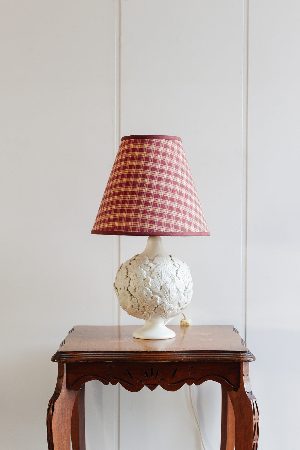 midcentury french hand crafted lamp with layered leaves