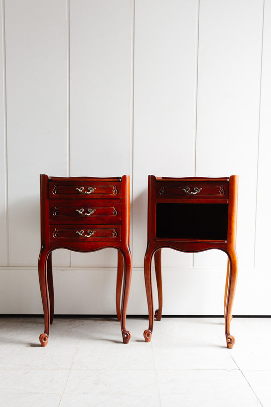 antique french louis xv style "his and her" nightstands