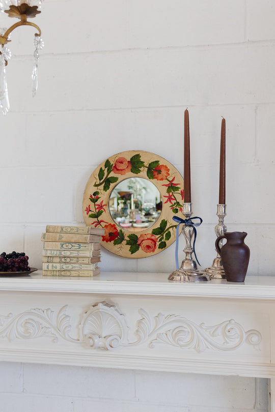 vintage french hand painted rose mirror