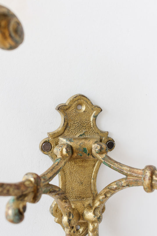 art nouveau french brass double wall mounted hook