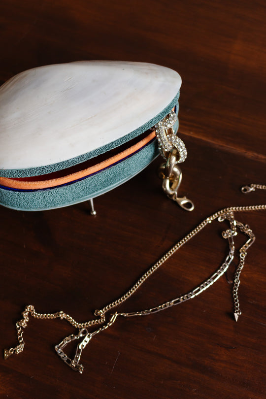 midcentury french velvet interior footed shell box