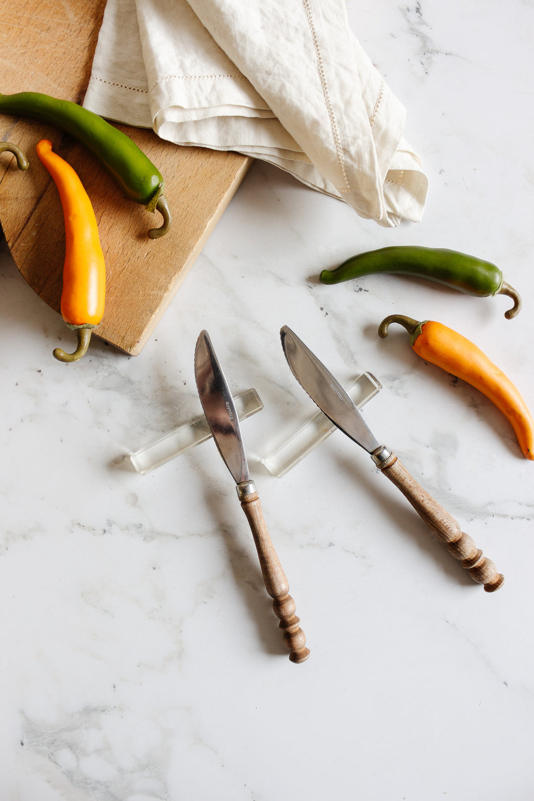 vintage french cut glass knife rests, set of 6