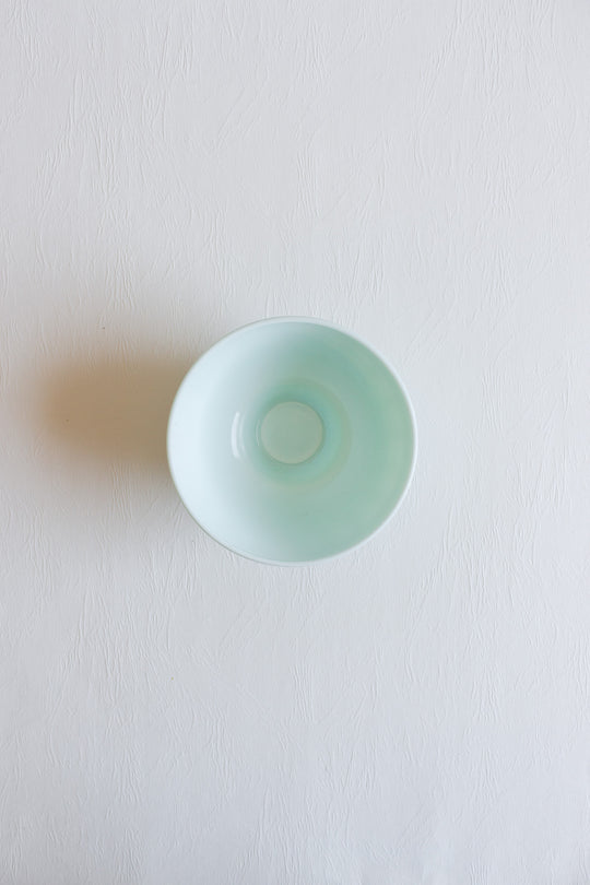 pair of vintage french mint green opaline bowls