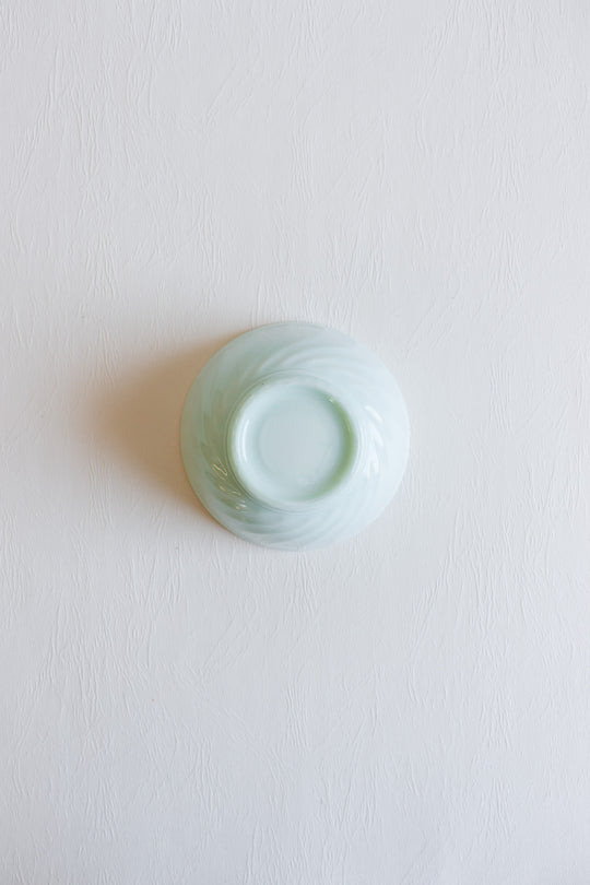 pair of vintage french mint green opaline bowls