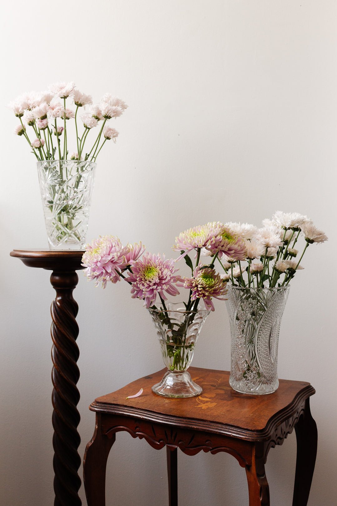 vintage french cut glass florist vase