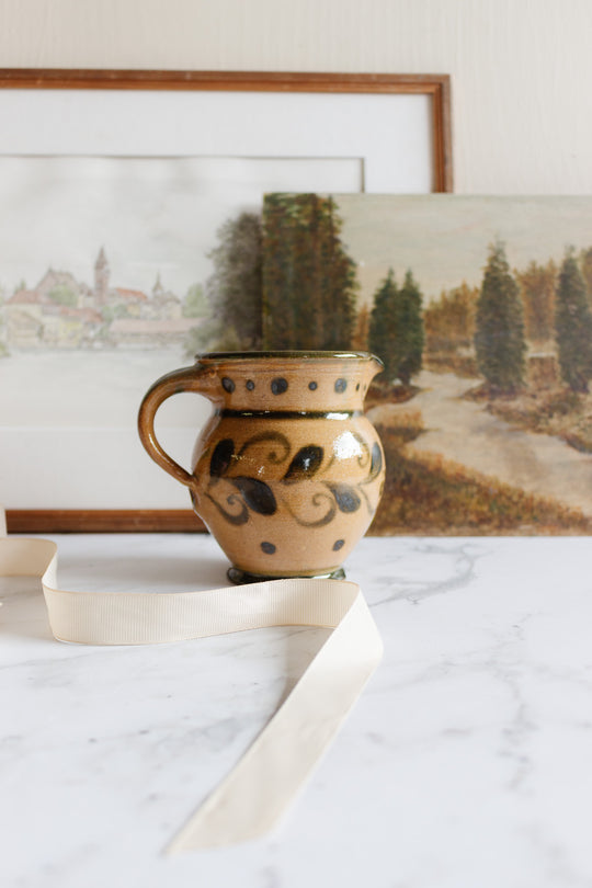 vintage french artisan made pottery pitcher