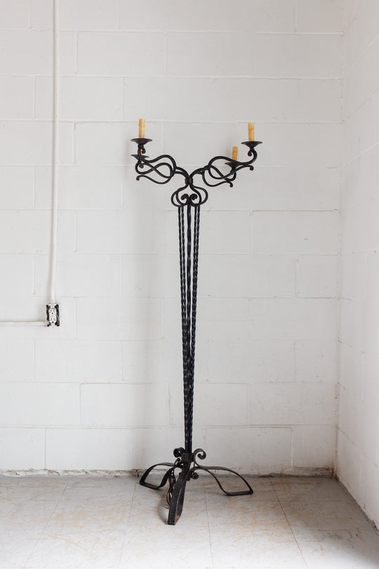 antique french wrough iron candle floor lamp