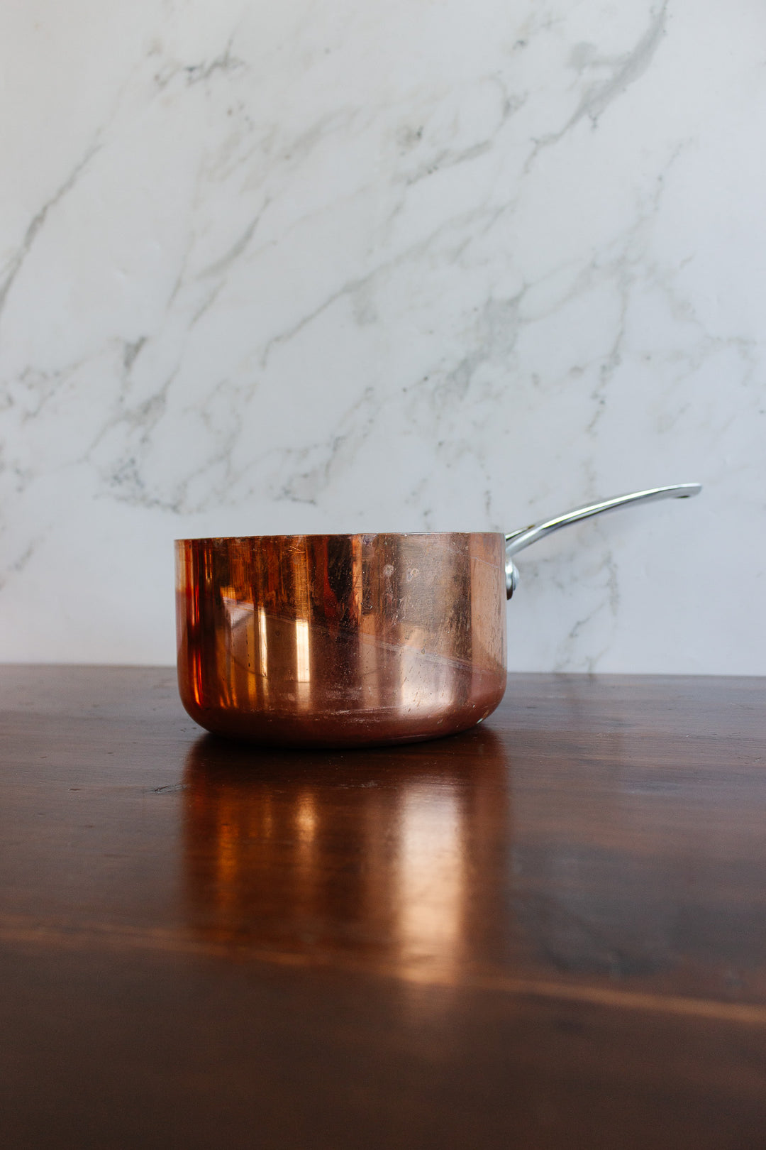 set of 3 french graduated copper pots