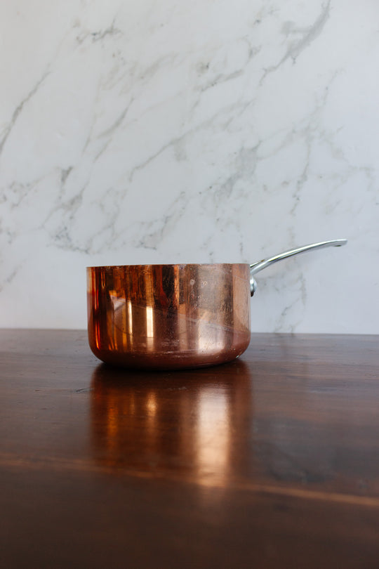 set of 3 french graduated copper pots