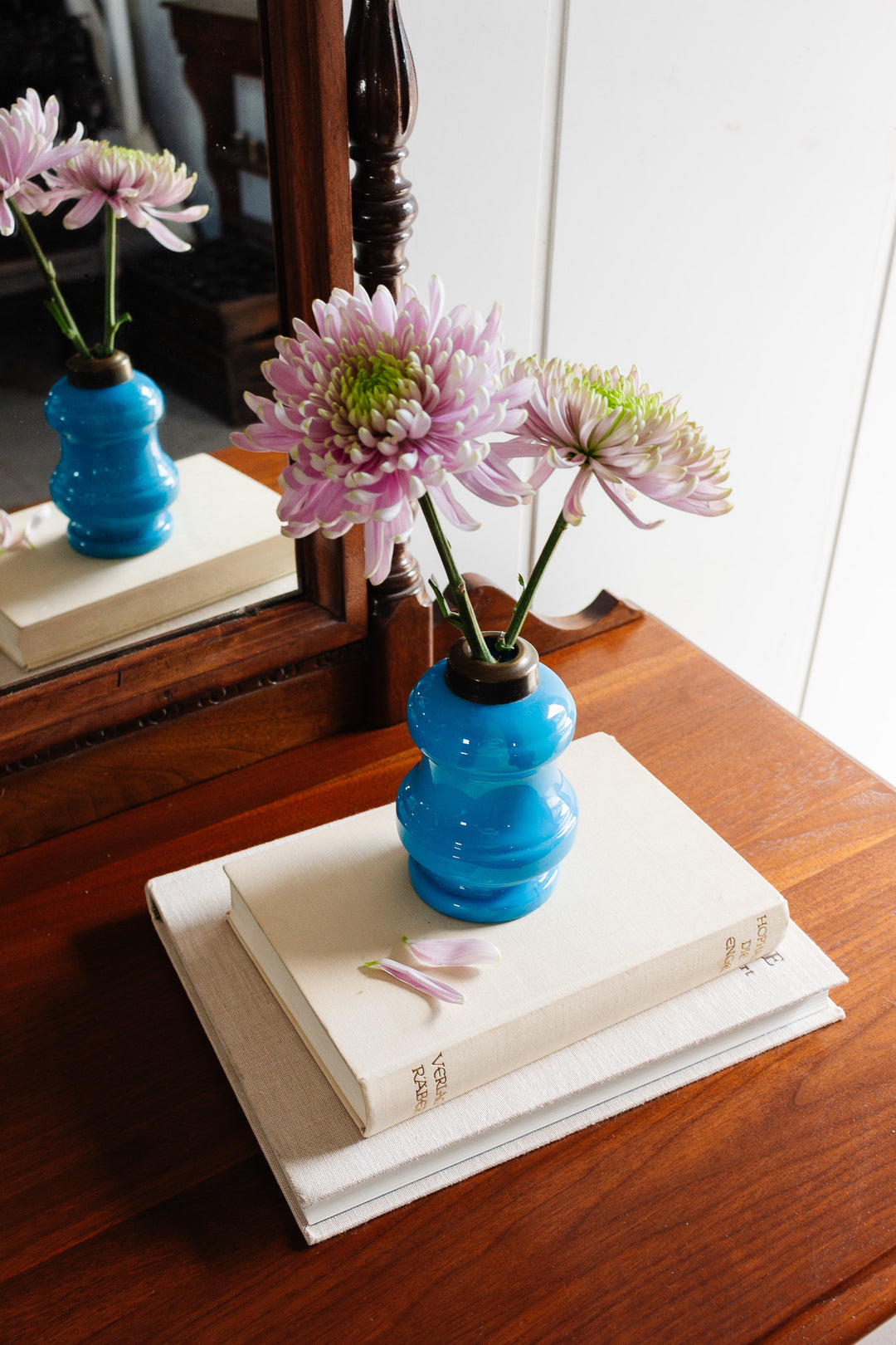 vintage french blue opaline vase