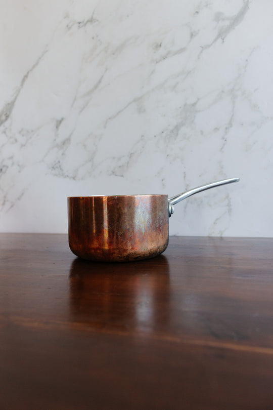 set of 3 french graduated copper pots