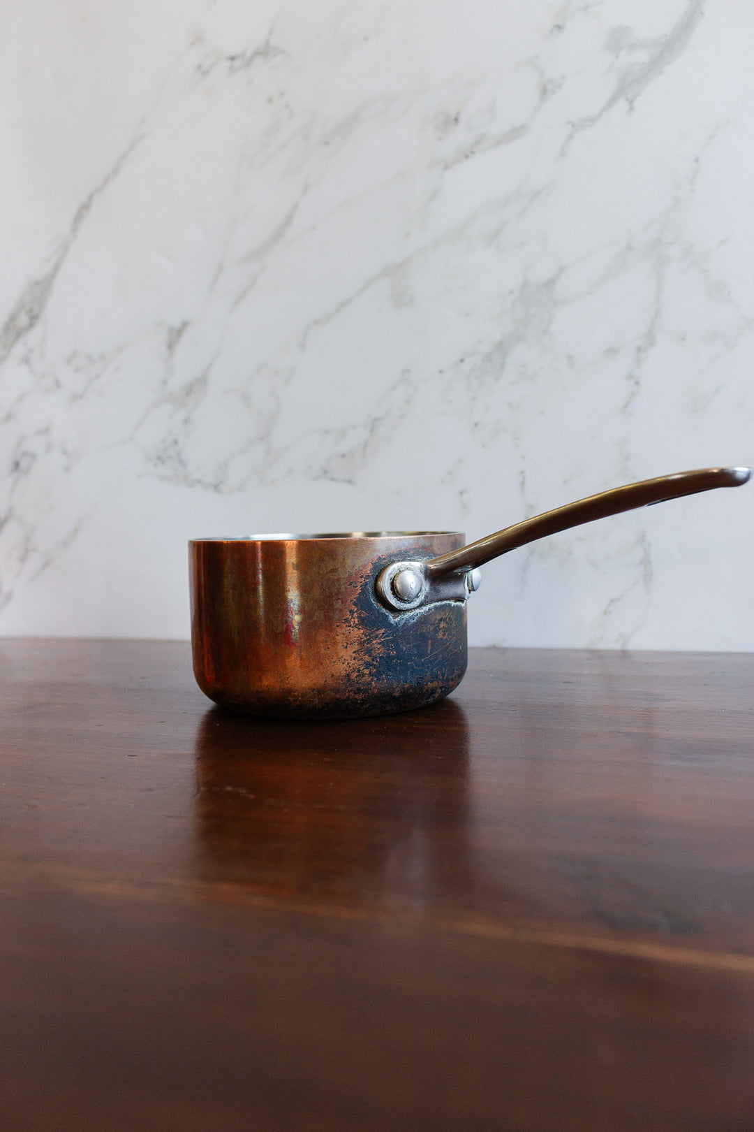 set of 3 french graduated copper pots