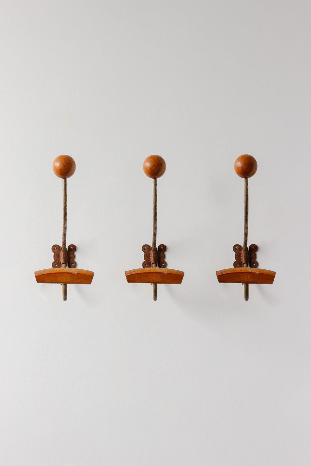 antique french wood and metal chapeau hook
