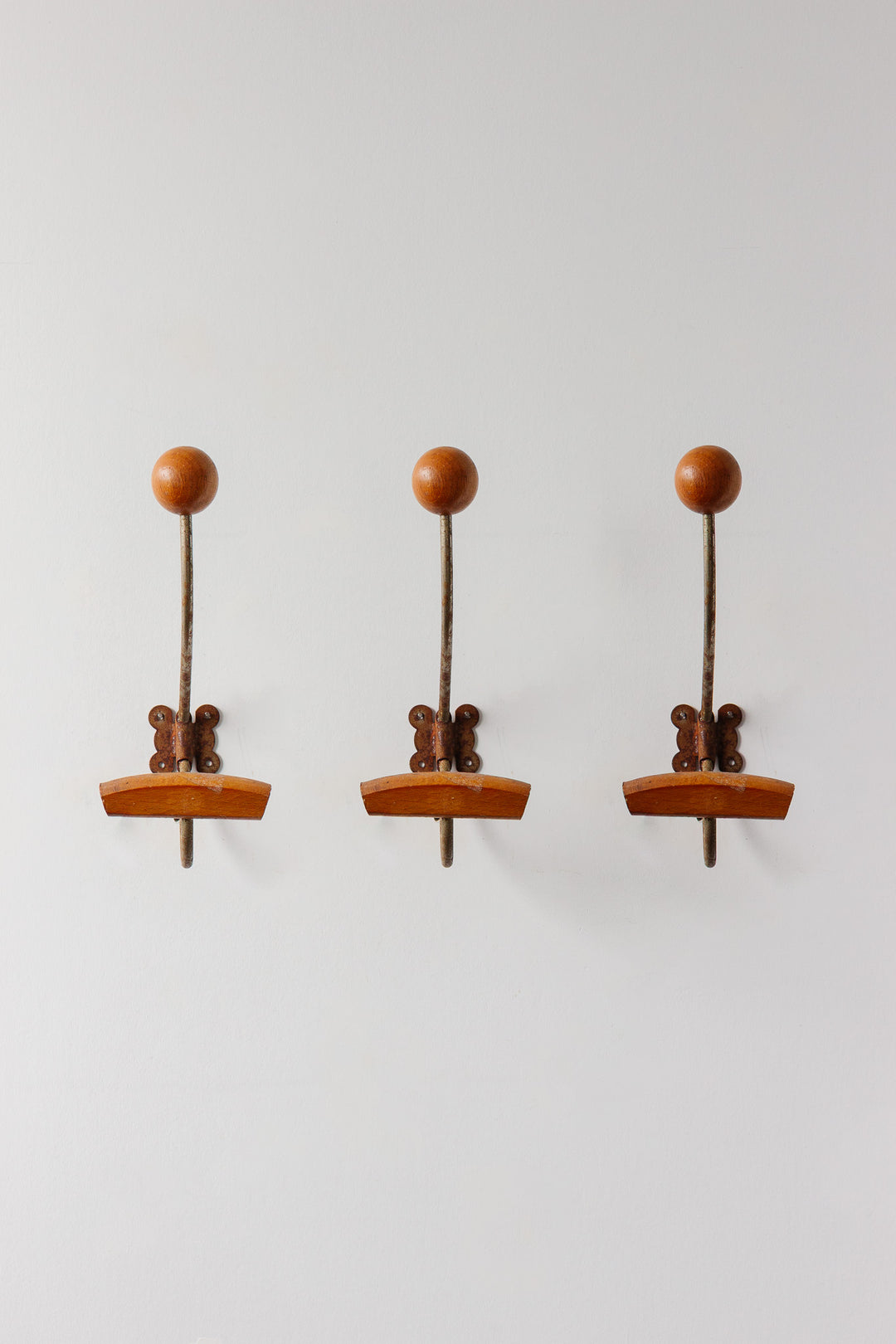 antique french wood and metal chapeau hook