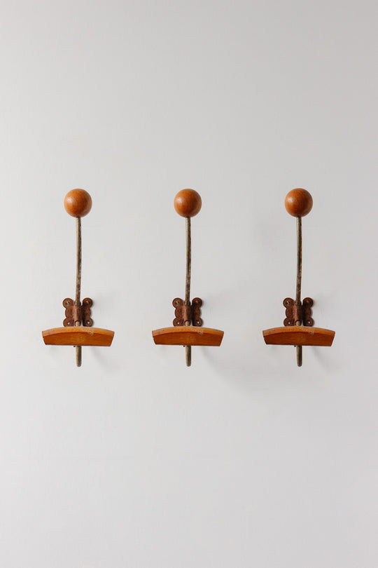 antique french wood and metal chapeau hook