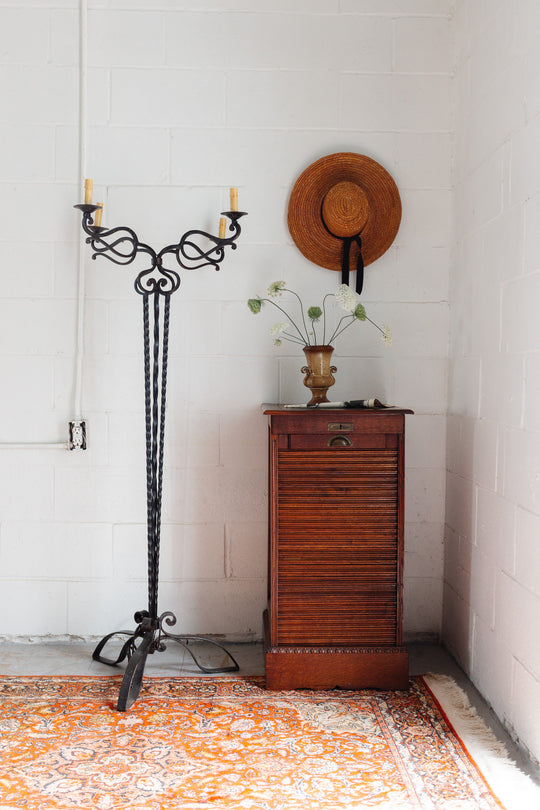 antique french wrough iron candle floor lamp