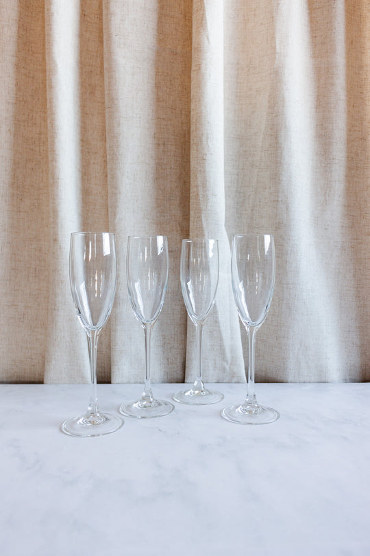 vintage French champagne flute glasses, set of four