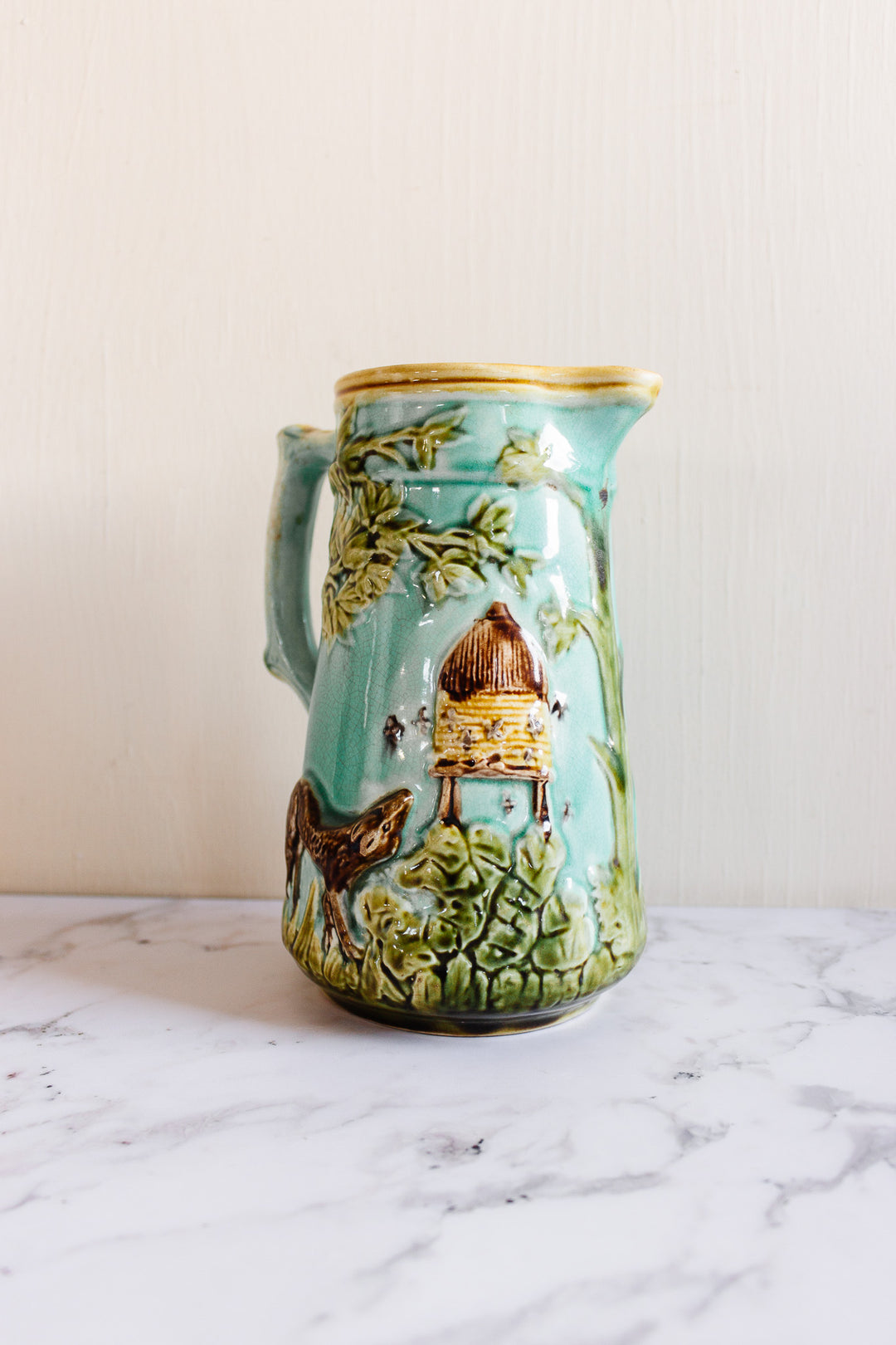 19th century French Mouzin Leach et Cie. majolica pitcher