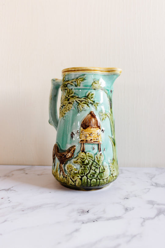 19th century French Mouzin Leach et Cie. majolica pitcher