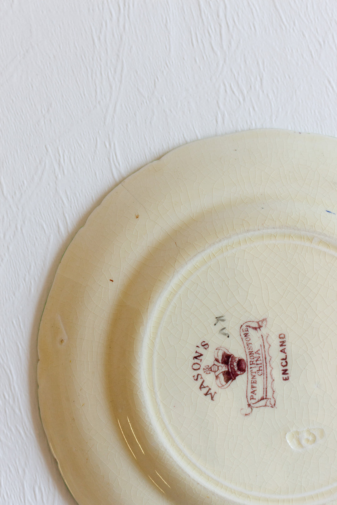 pair of antique hand painted mason's "woodpigeon branch" plates