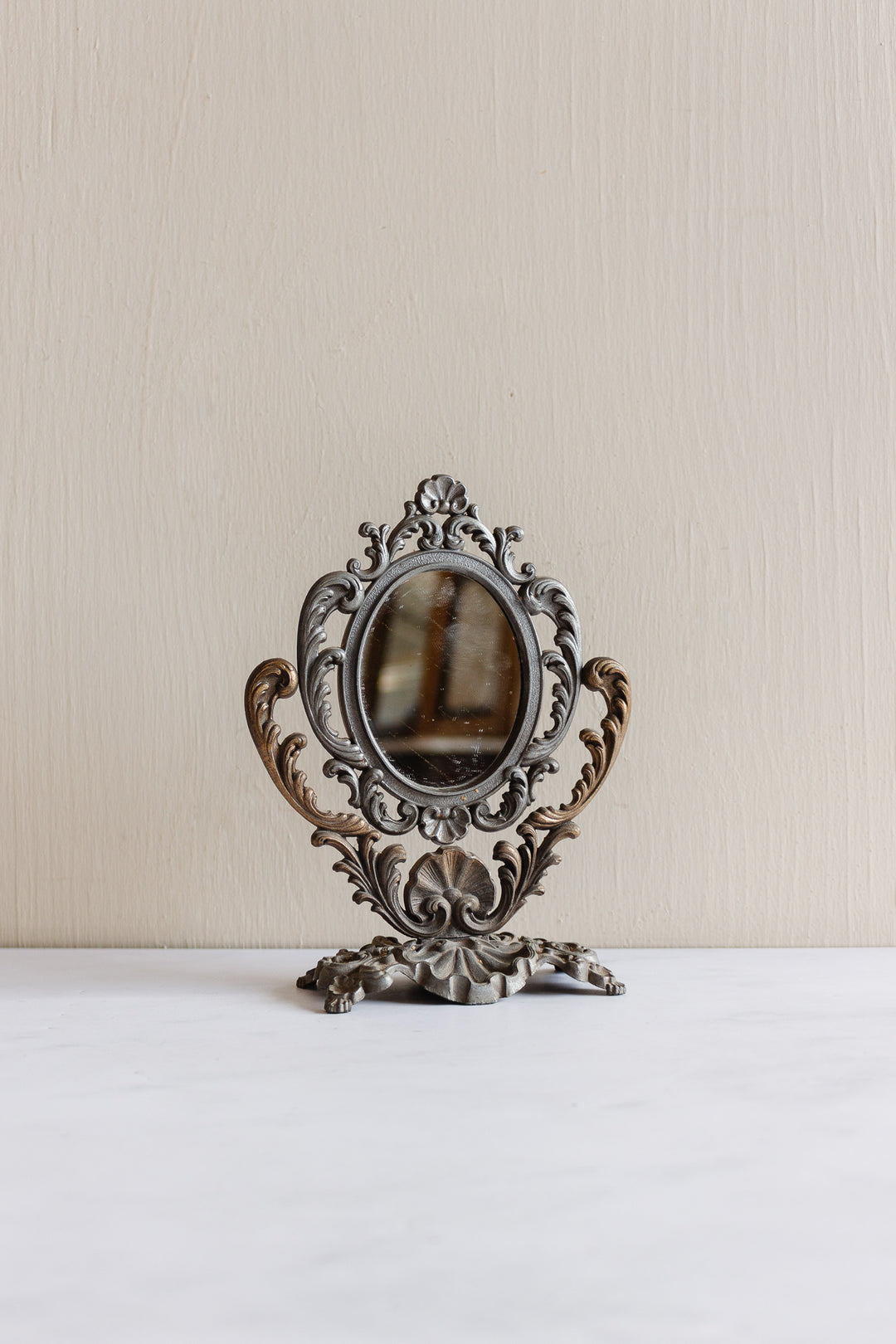 antique French petite rococo style vanity mirror