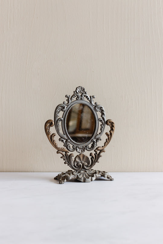 antique French petite rococo style vanity mirror