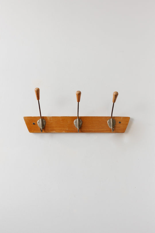 midcentury french wood and metal portemanteau