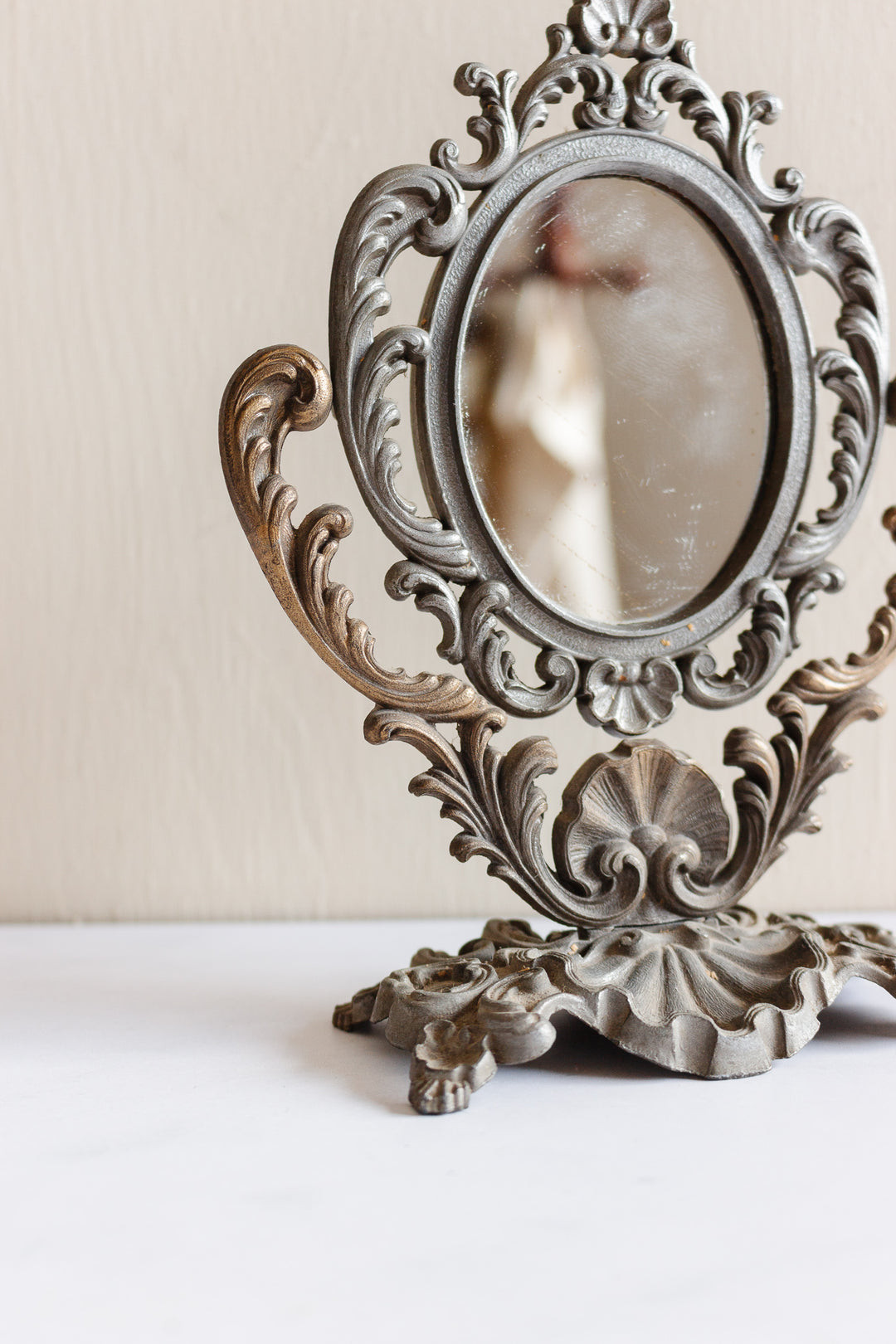antique French petite rococo style vanity mirror