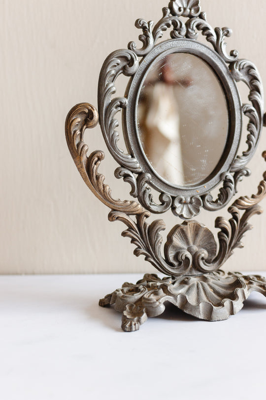 antique French petite rococo style vanity mirror