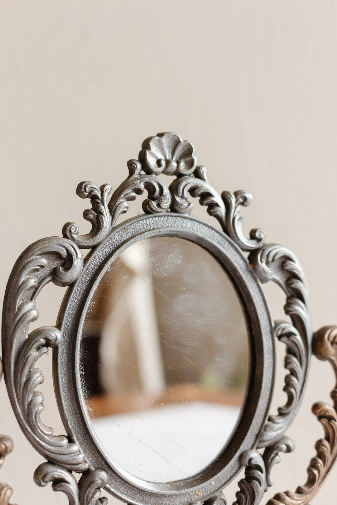 antique French petite rococo style vanity mirror