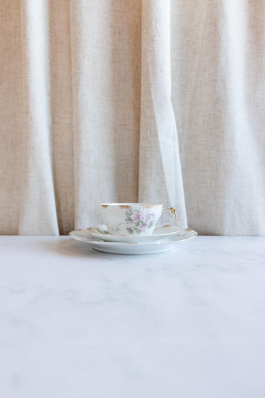 antique french three piece Limoges teacup set