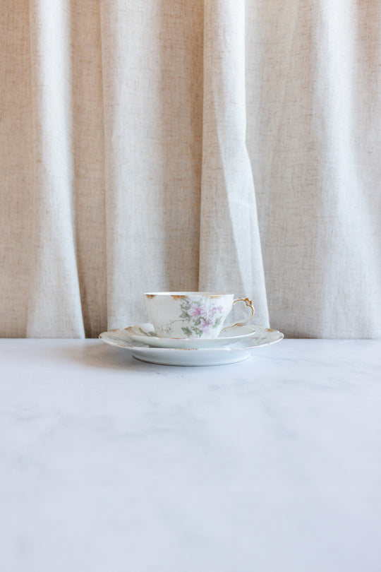 antique french three piece Limoges teacup set