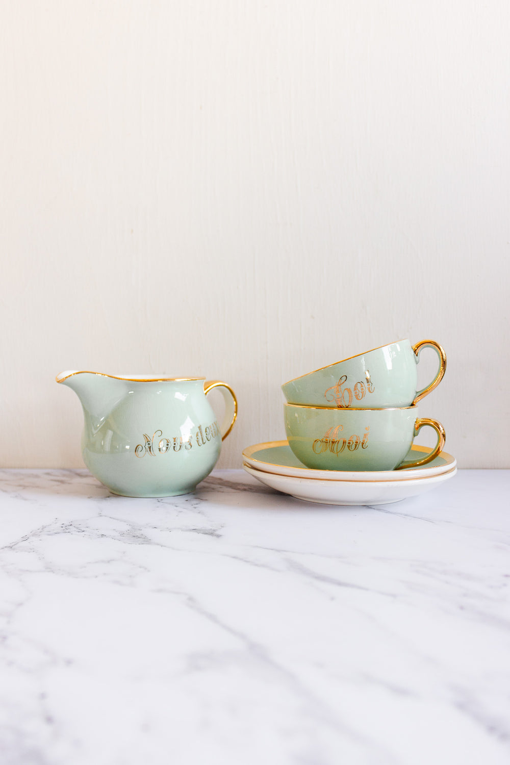 VINTAGE FRENCH “MOI ET TOI” BREAKFAST SET