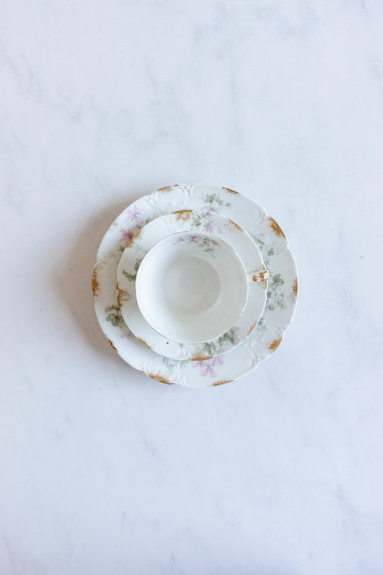 antique french three piece Limoges teacup set