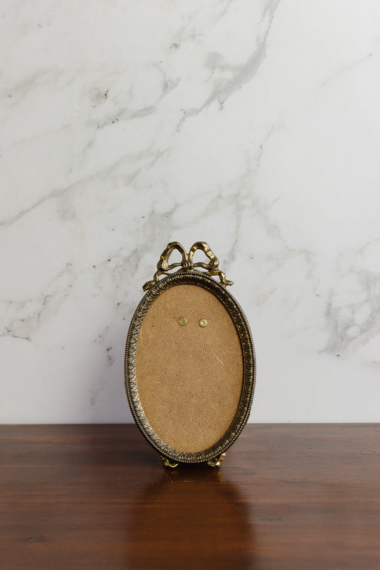 vintage italian brass picture frame with petit point artwork