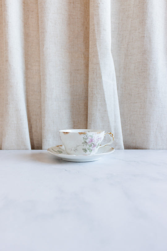 antique french three piece Limoges teacup set