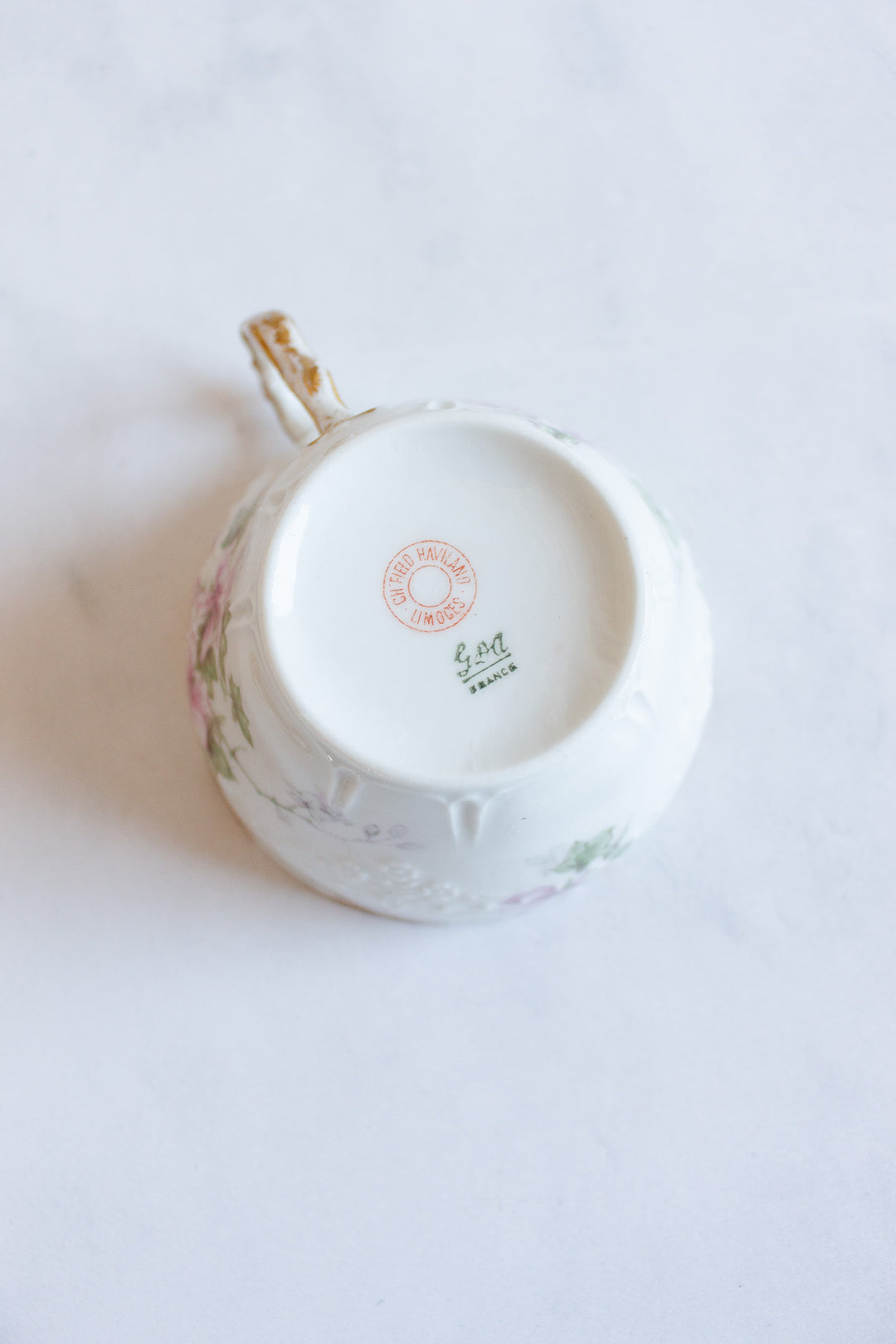 antique french three piece Limoges teacup set