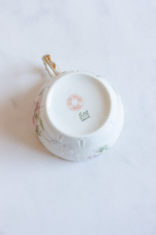 antique french three piece Limoges teacup set