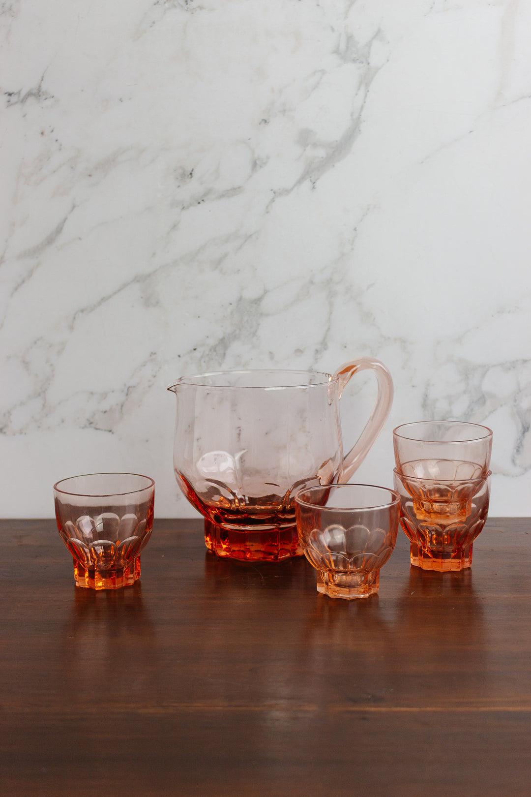 1930s french pink glass pitcher