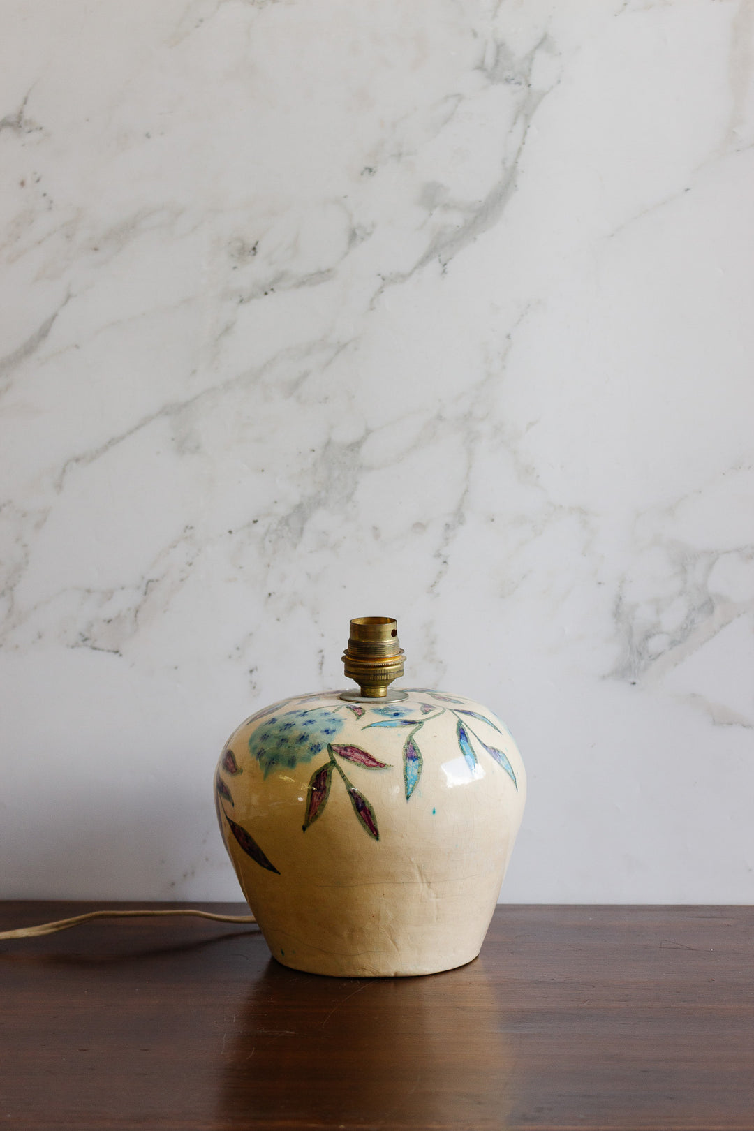 vintage french hand-painted artisanal pottery with shade