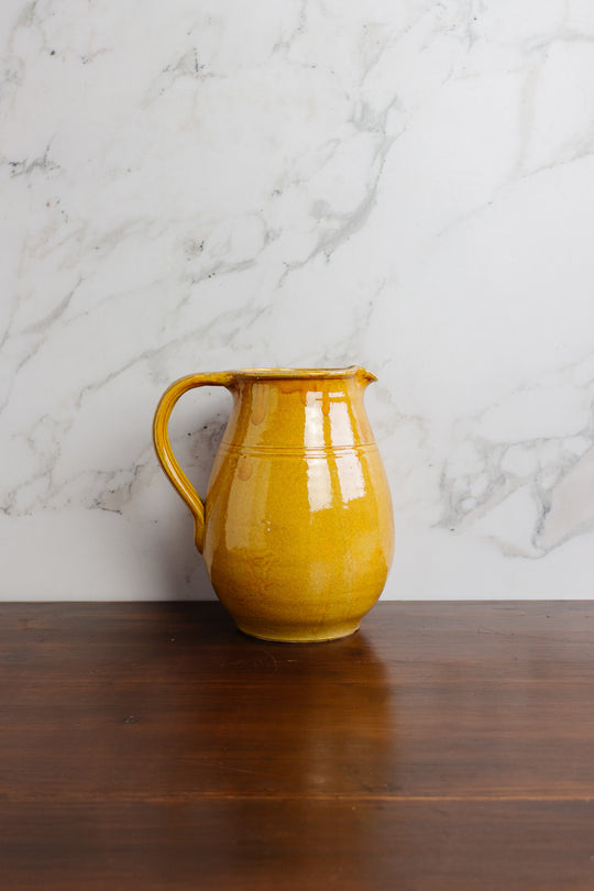 antique french earthenware golden pitcher